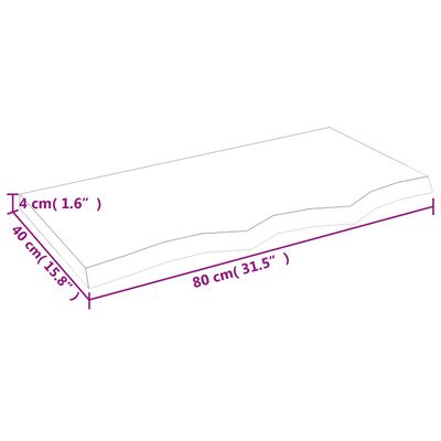 vidaXL Półka, 80x40x(2-4) cm, surowe lite drewno dębowe