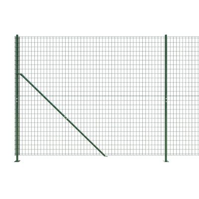 vidaXL Ogrodzenie z siatki, ze stopami słupków, zielone, 1,4x10 m