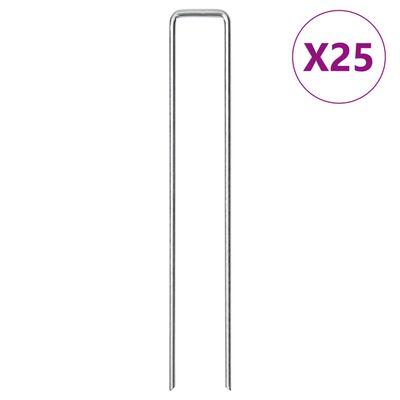 vidaXL Kołki gruntowe w kształcie litery U, 25 szt., 20x3,5 cm, stal