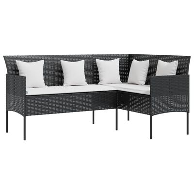 vidaXL Sofa w kształcie litery L, z poduszkami, polirattan, czarna