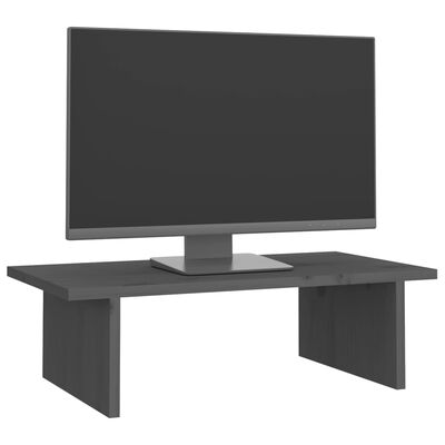 vidaXL Podstawka na monitor, szara, 50x27x15 cm, lite drewno sosnowe