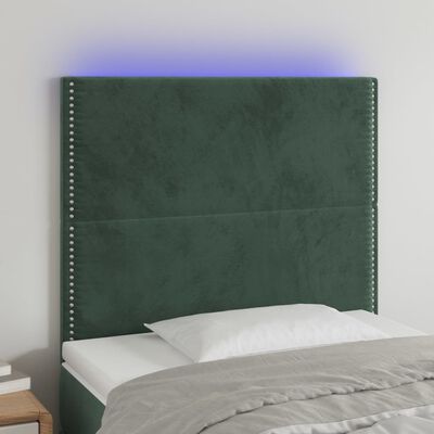 vidaXL Zagłówek do łóżka z LED, ciemnozielony, 100x5x118/128 cm