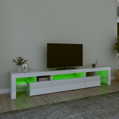 vidaXL Szafka pod TV z oświetleniem LED, biała, 215x36,5x40 cm