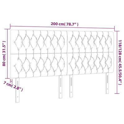 vidaXL Zagłówek do łóżka z LED, różowy, 200x7x118/128cm, aksamit