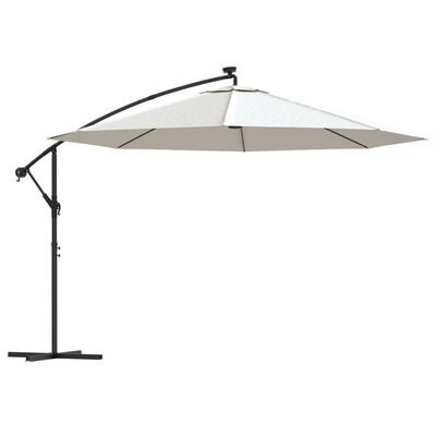 vidaXL Parasol wiszący z LED i metalowym słupkiem, 350 cm, piaskowy