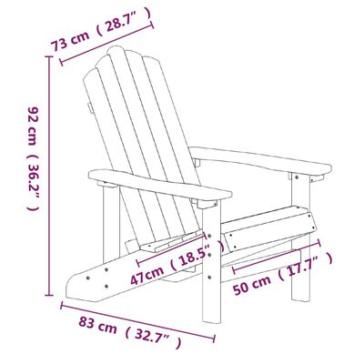 vidaXL Krzesła ogrodowe Adirondack ze stolikiem, HDPE, niebieskie