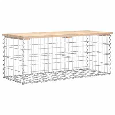 vidaXL Ławka ogrodowa, gabion, 103x44x42 cm, lite drewno sosnowe