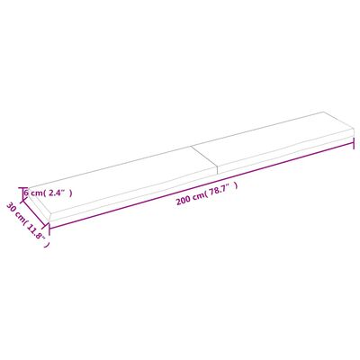 vidaXL Półka, 200x30x(2-6) cm, surowe lite drewno dębowe