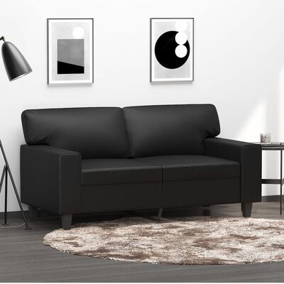 vidaXL 2-osobowa sofa, czarna, 120 cm, sztuczna skóra