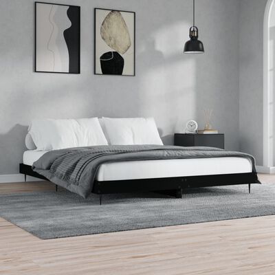 vidaXL Rama łóżka, czarna, 200x200 cm, materiał drewnopochodny