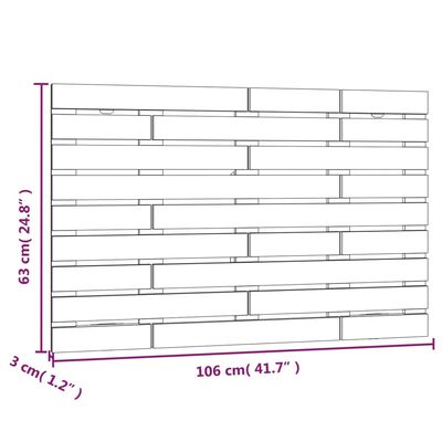 vidaXL Wezgłowie łóżka, 106x3x63 cm, lite drewno sosnowe