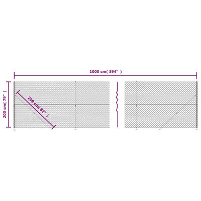 vidaXL Ogrodzenie z siatki, ze stopami słupków, zielone, 2x10 m