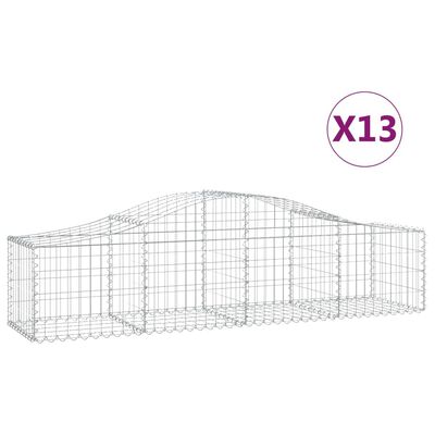 vidaXL Kosze gabionowe, 13 szt, 200x50x40/60 cm, galwanizowane żelazo