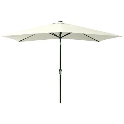 vidaXL Parasol ogrodowy z LED i stalowym słupkiem, piaskowy, 2x3 m