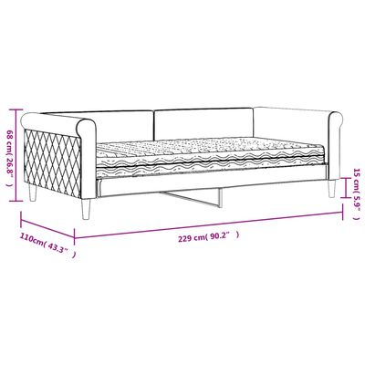 vidaXL Sofa z materacem do spania, żółta, 100x200 cm, aksamit