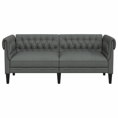 vidaXL Sofa Chesterfield, dwuosobowa, ciemnoszara, obita tkaniną