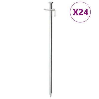 vidaXL Śledzie do namiotu, 24 szt., 30 cm, 8 mm, stal galwanizowana