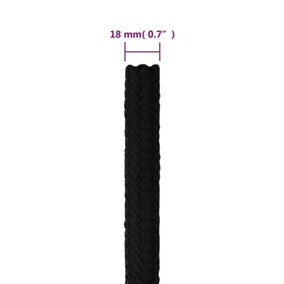 vidaXL Linka robocza, czarna, 18 mm, 100 m, poliester