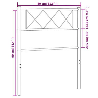 vidaXL Metalowe wezgłowie, czarne, 75 cm