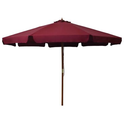 vidaXL Parasol ogrodowy na drewnianym słupku, 330 cm, burgundowy