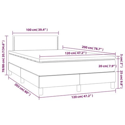 vidaXL Łóżko kontynentalne z materacem i LED czarna ekoskóra 120x200cm