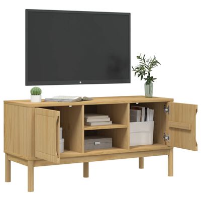 vidaXL Szafka RTV FLORO, woskowy brąz, 114x43x55 cm, drewno sosnowe