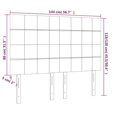 vidaXL Zagłówek do łóżka z LED, czarny, 144x5x118/128 cm, aksamit