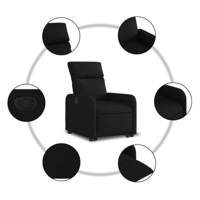vidaXL Podnoszony fotel rozkładany, czarny, obity tkaniną