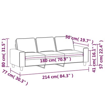 vidaXL Sofa 3-osobowa, jasnożółta, 180 cm, tapicerowana tkaniną