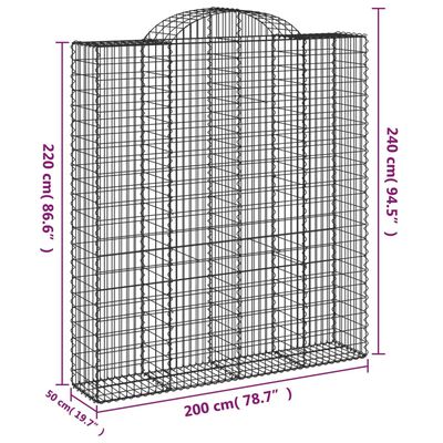 vidaXL Kosze gabionowe, 4 szt, 200x50x220/240 cm, galwanizowane żelazo