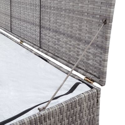 vidaXL Skrzynia ogrodowa, szara, 150 x 50 x 60 cm, rattan PE