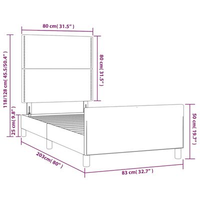 vidaXL Rama łóżka z zagłówkiem, taupe, 80x200 cm, obita tkaniną