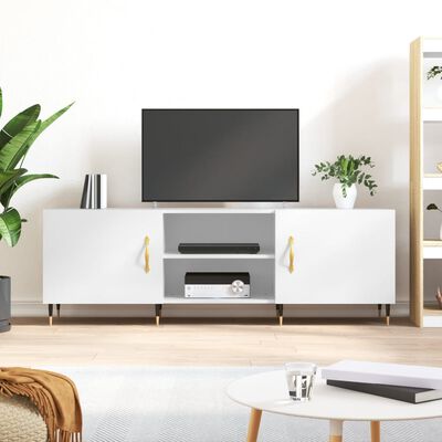vidaXL Szafka pod TV, wysoki połysk, biała, 150x30x50 cm