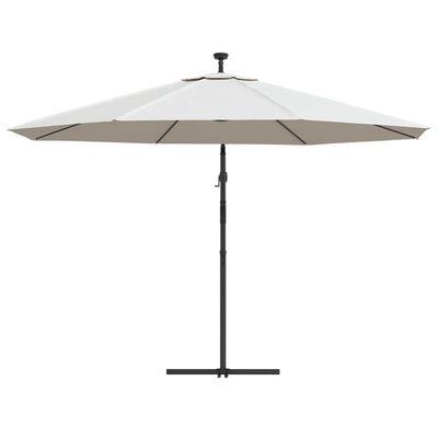 vidaXL Parasol wiszący z LED i metalowym słupkiem, 350 cm, piaskowy