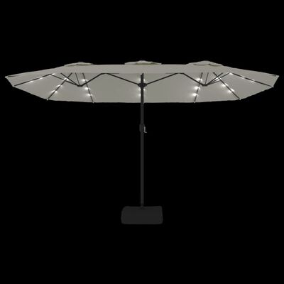 vidaXL Podwójny parasol ogrodowy z LED, piaskowy, 449x245 cm