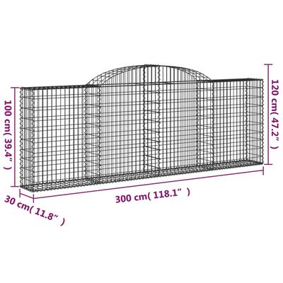 vidaXL Kosze gabionowe, 13 szt, 300x30x100/120cm, galwanizowane żelazo