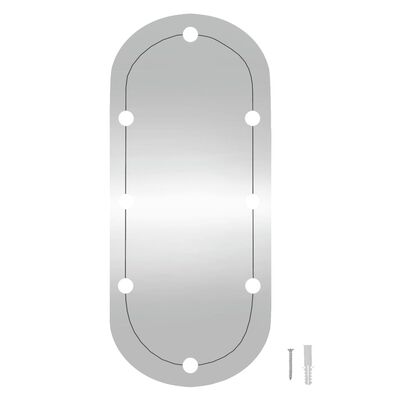 vidaXL Lustro ścienne z LED, 45x100 cm, szklane, owalne