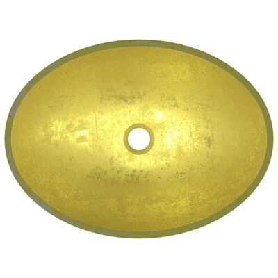 vidaXL Umywalka ze szkła, 50x37x14 cm, złota
