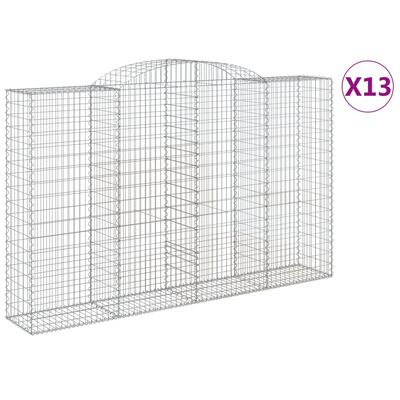 vidaXL Kosze gabionowe, 13 szt, 300x50x180/200cm, galwanizowane żelazo