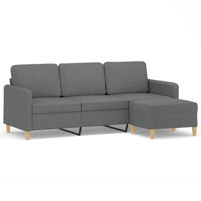 vidaXL 3-osobowa sofa z podnóżkiem, ciemnoszary, 180 cm, tkaniną