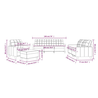 vidaXL 4-osobowa sofa z poduszkami, cappuccino, sztuczna skóra