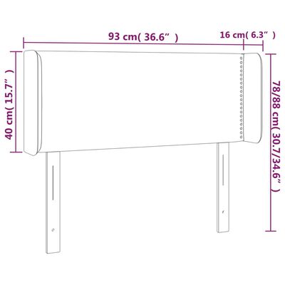 vidaXL Zagłówek do łóżka z LED, jasnoszary, 93x16x78/88 cm, tkanina