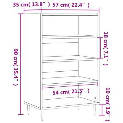 vidaXL Szafka, biała, 57x35x90 cm, materiał drewnopochodny