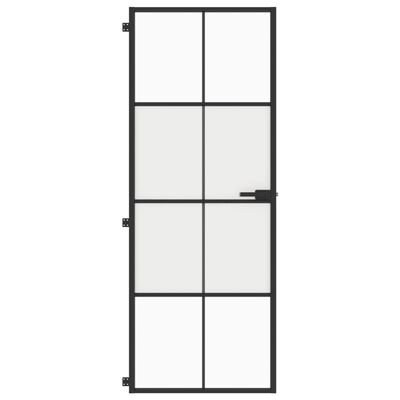 vidaXL Drzwi wewnętrzne, czarne, 76x201,5 cm, szkło i aluminium