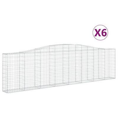 vidaXL Kosze gabionowe, 6 szt, 400x30x100/120 cm, galwanizowane żelazo