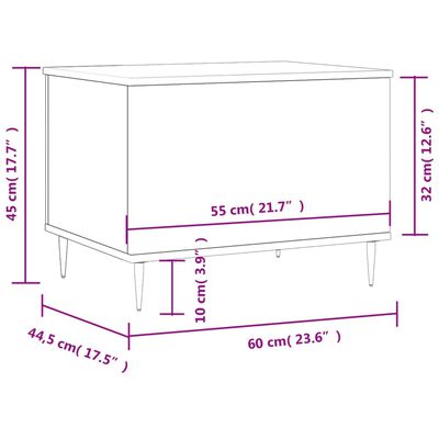 vidaXL Stolik kawowy, biały 60x44,5x45 cm, materiał drewnopochodny