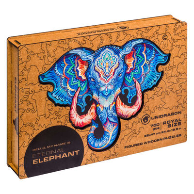 UNIDRAGON 700-częściowe, drewniane puzzle Eternal Elephant, 62x47 cm