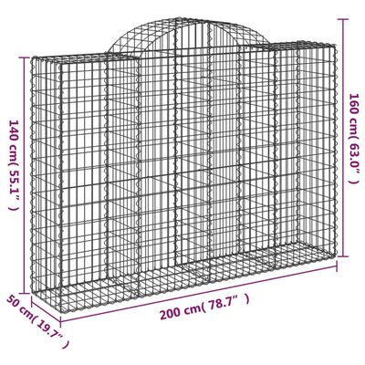 vidaXL Kosze gabionowe, 20 szt, 200x50x140/160cm, galwanizowane żelazo