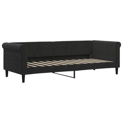 vidaXL Sofa rozsuwana z szufladami, czarna, 80x200 cm, aksamit