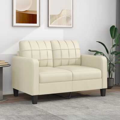 vidaXL 2-osobowa sofa, kremowy, 120 cm, sztuczna skóra